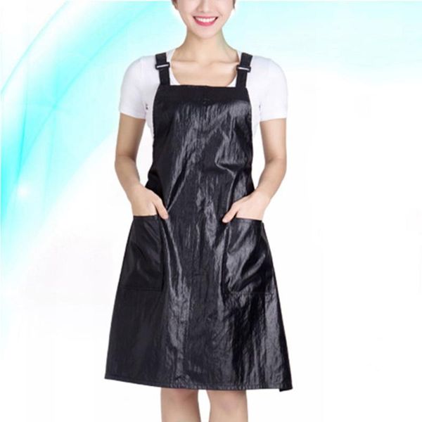 

aprons professional waterproof working apron for salon hairstylist hairdresser waiter (black)