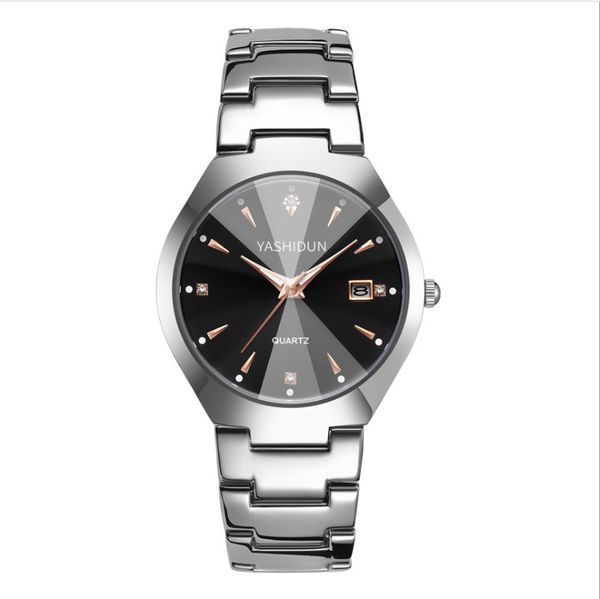 

multicolor yashidun luminous date lovers couples wristwatches 38mm dial quartz mens watch 26mm womens watches with stainless steel bracelet, Slivery;brown