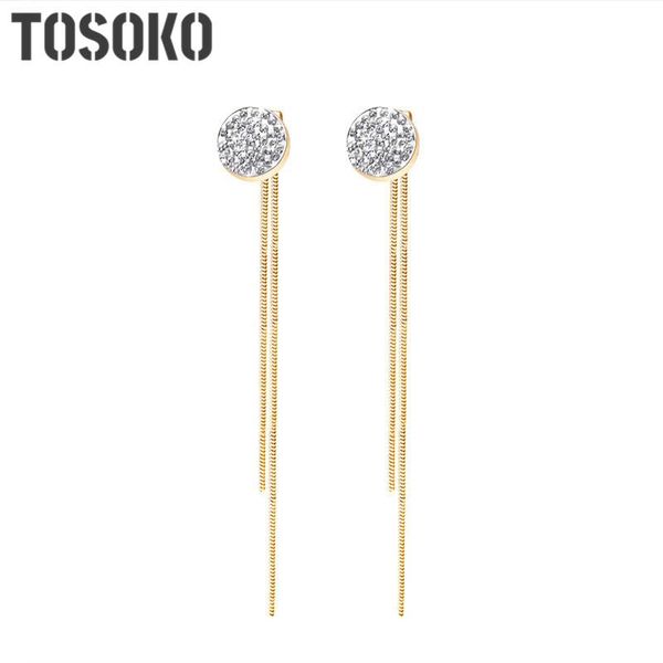 

dangle & chandelier stainless steel jewelry sky star zirconia round snake chain tassel earrings fashion for women bsf131, Silver