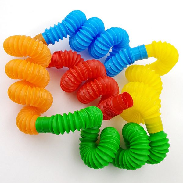 

colored stretch plastic pipe expansion bellows toys children's stress relief