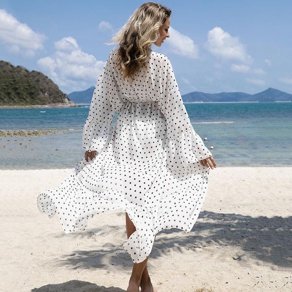 

women's swimwear beach cover up tunics for print chiffon bikini summer bohemian woman beachwear wrap swimsuit, White;black