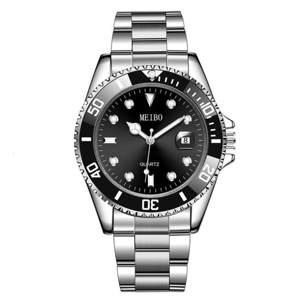 

watch fashion magnifying glass calendar men's green watches men water steel band, Slivery;brown
