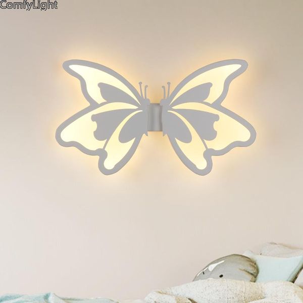 

modern nordic butterfly wall lamp kids bedside cartoon light led indoor bedroom living room lighting acrylic porch aisle lantern