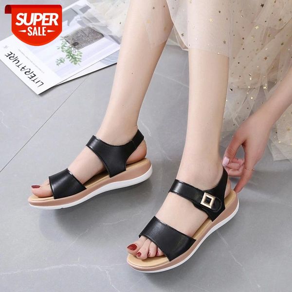 

women sandals comfy roman wedge sandals low heels beach shoes retro women's fashion sandalia #mx3b, Black