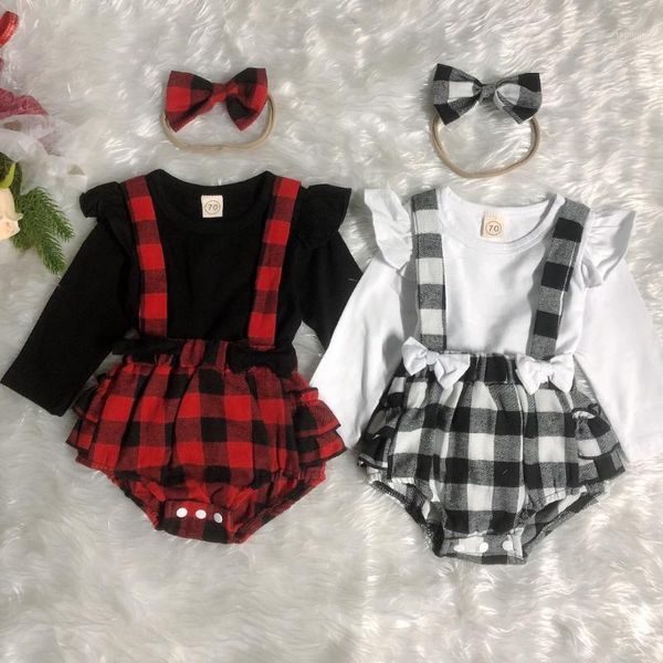 

clothing sets 3pcs autumn toddler infant clothes long sleeve ruffle +suspenders shorts+headband kids baby girls outfits, White