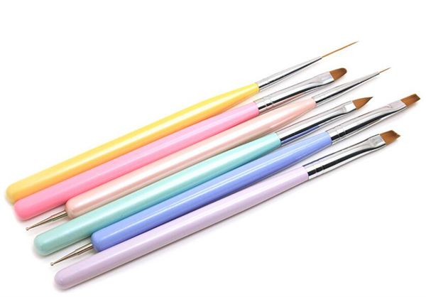 

factory nail art brushes 6 pcs set, gel polish design pen painting tools builder liner dotting for salon at home diy manicure, Silver