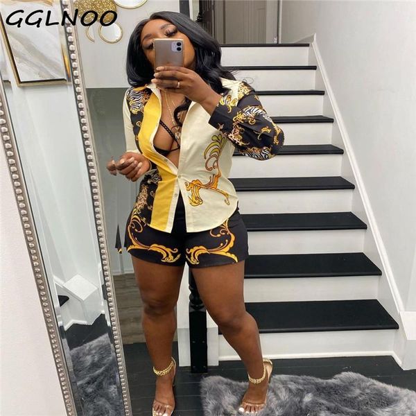 

women's tracksuits gglnoo paisley active sweatsuit vintage set blouses and shorts streetwear matching two 2 piece outfits tracksuit sum, Gray