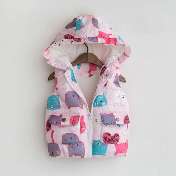 

waistcoat brand children hoodies warm vest toddler girls autumn winter coats hooded cute cats girl jackets cartoon waistcoats, Camo