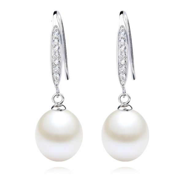 

female s925 sterling silver drop pearl earrings for wedding, Golden