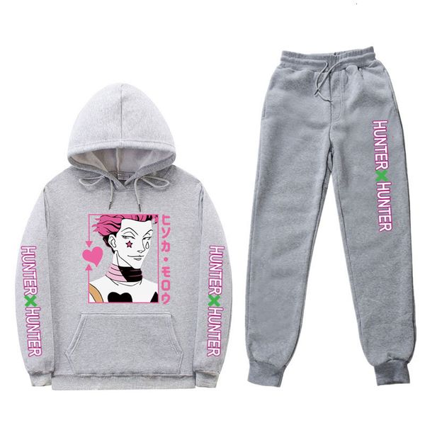 

2021 new anime x hunter hoodie+pants men woman sweatshirt harajuku hoodies suit fashion print streetwear autumn winter clothing e1aj, Black