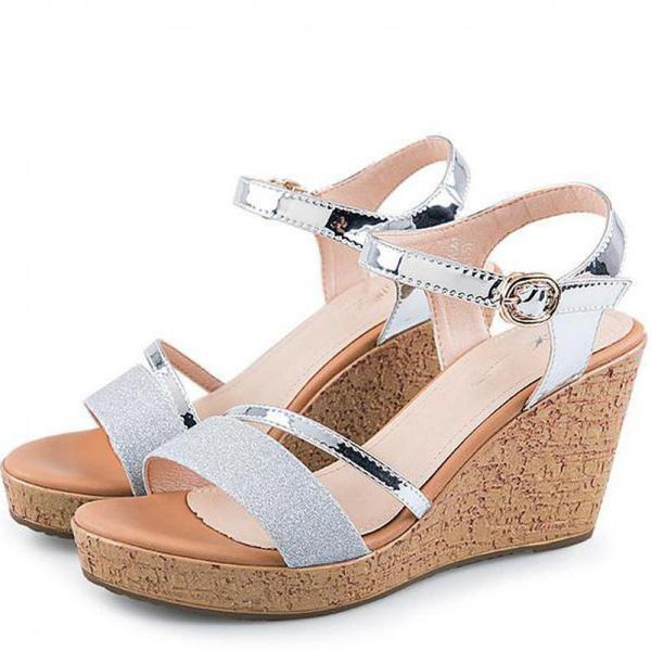 

dress shoes comfortable women's sandals fashion summer platform wedges heel high gold, Black