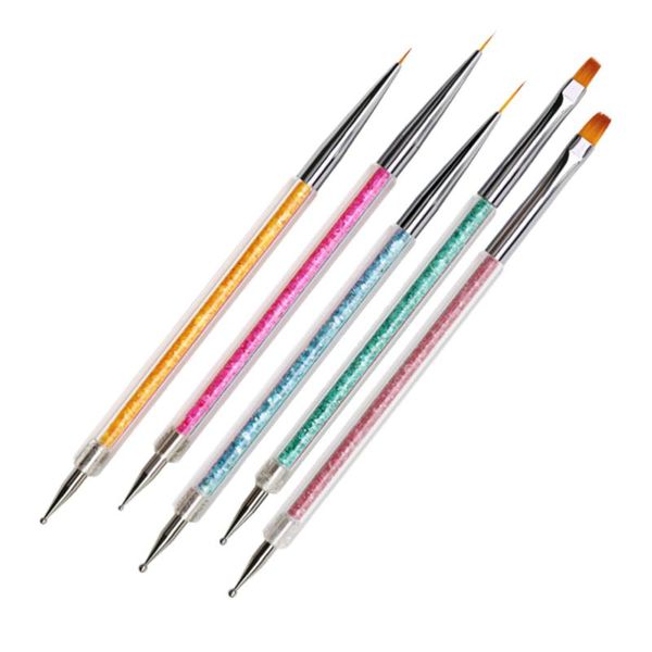

nail brushes 5pcs art dotting pen double head drawing uv manicure tool, Yellow
