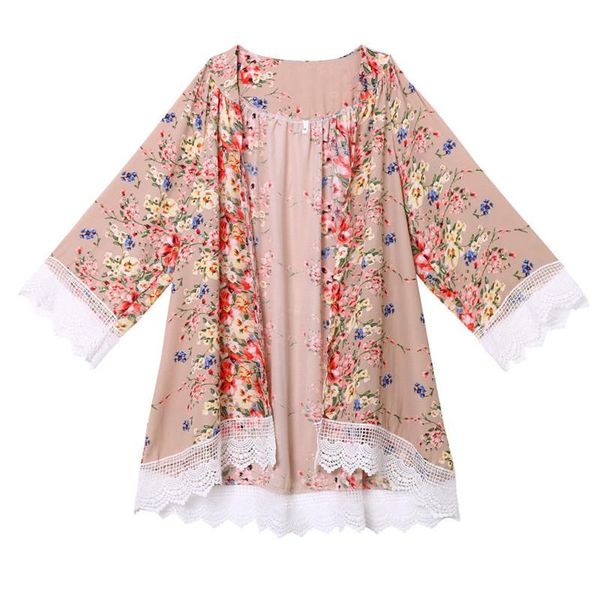 

over up beach printed floral cover ups blouse new women swimwear floral lace kimono cardigan kaftan, White