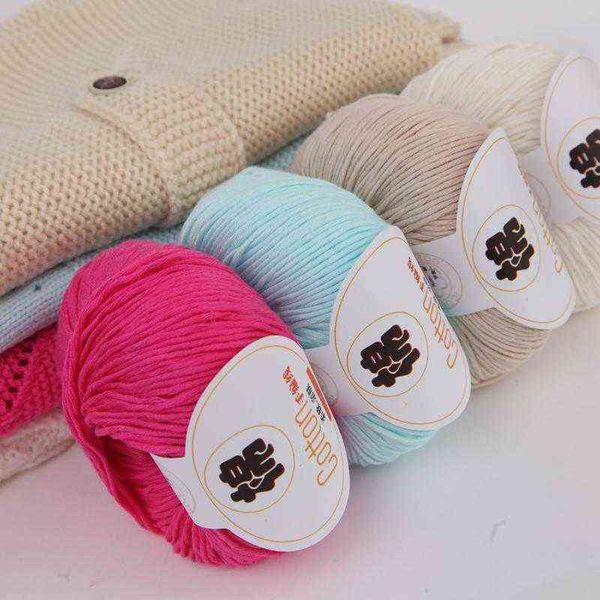 1 pc varejo 50g / bola invernos de tricô macio fios de tricô Mão de tricô Crochet 100% algodão fios de lã de bebê diy artesanato de costura suprimentos fz99 y211129