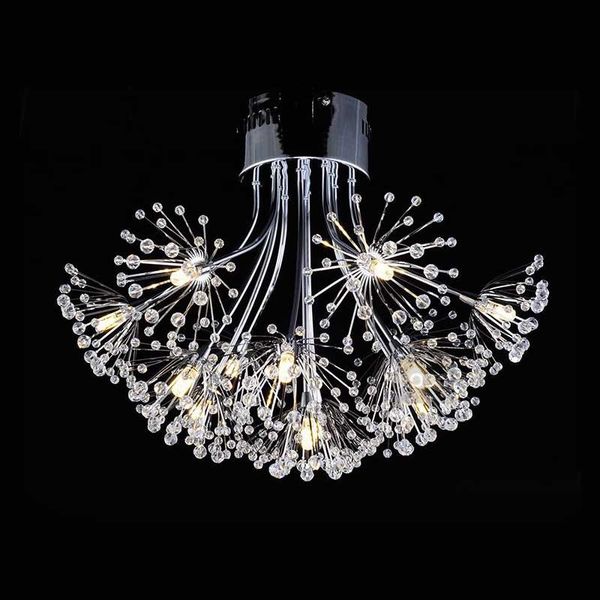 

luxury modern led crystal ceiling light fixtures dandelion design led lamp living room bedroom chrome iron ceiling lamp g4 bulb