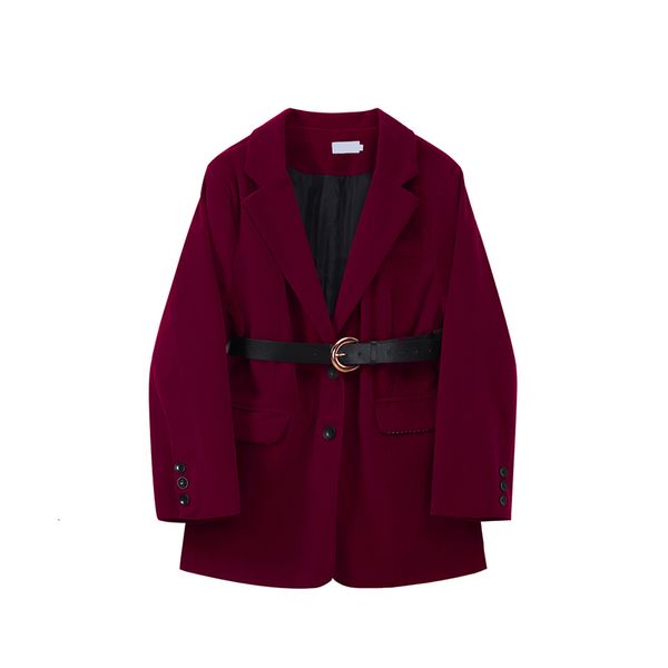 

women's suits & blazers outono vintage blazer com cinto feminino gola entalhada manga longa coreano chique jaquetas casuais Ãºnico breas, White;black