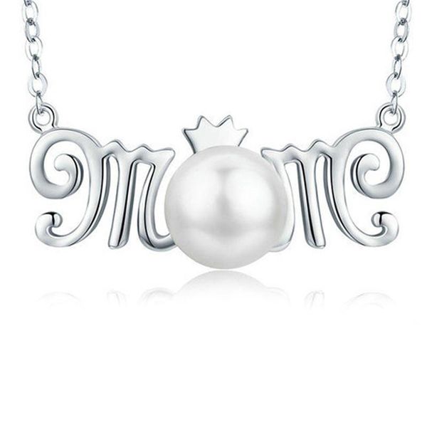 

pendant necklaces design mom pearl necklace silver color gift for mother letter plate elegant mothers day accessory