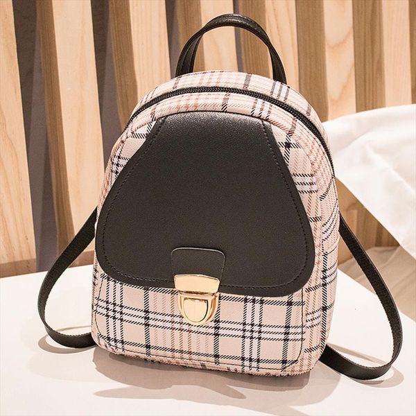 

cute mini backpack crossbody bag for teenage girl plaid women shoulder phone purse korean style trendy female bagpack