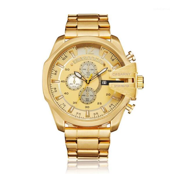 

wristwatches cagarny all golden steel strip quartz business wristwatch men military watches gift montre homme zegarek meski, Slivery;brown