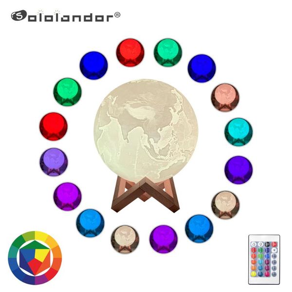 

night lights size 15cm light 3d print earth lamp rechargeable color change touch moon children's for home