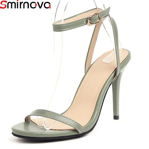 

sandals smirnova 2021 plus size 33-48 women fashion ankle strap party wedding shoes summer 5 colors high heels ladies, Black