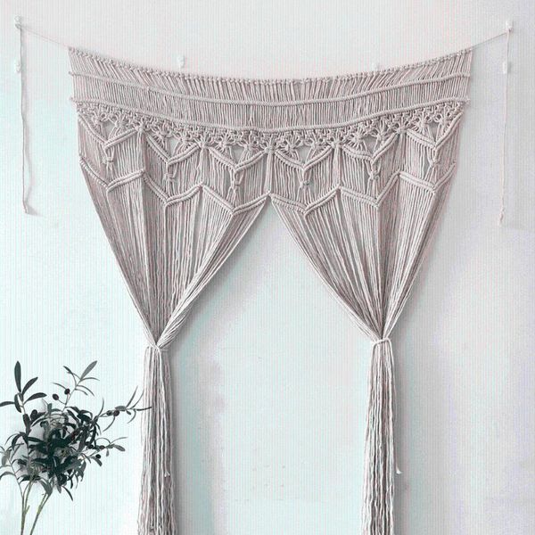

tapestries boho hand-woven tapestry living room window wall hanging macrame door curtain divider drape for apartment home decor