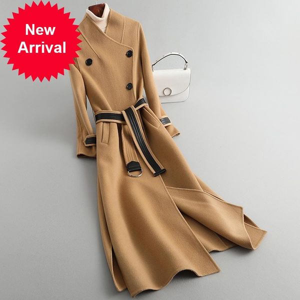 

fall/winter 2021 women new fashion wool jacket wool fur coat jacket female lady's long style pocket leisure clothes ro916, Black