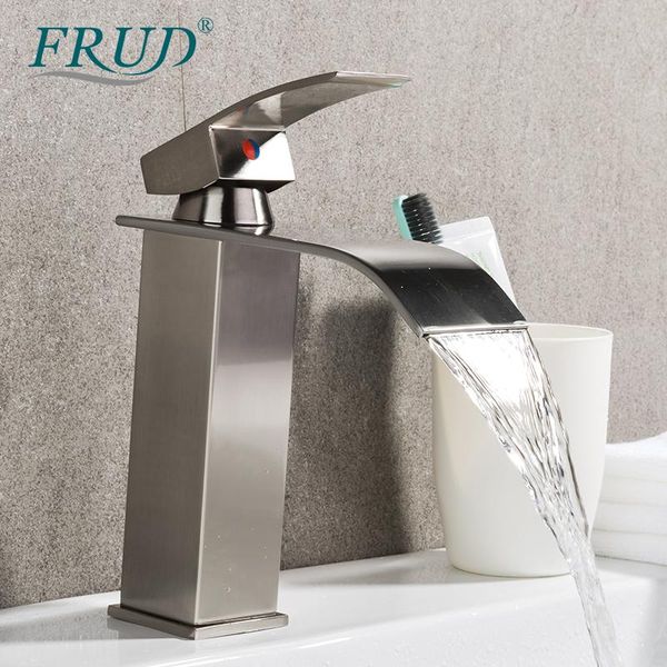 

bathroom sink faucets frud waterfall faucet deck mount cold water basin mixer taps polished chrome lavatory tap