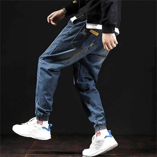 

men's jeans all season cotton big loose casual straight breathable soft high-quality pants plus size for men, Blue
