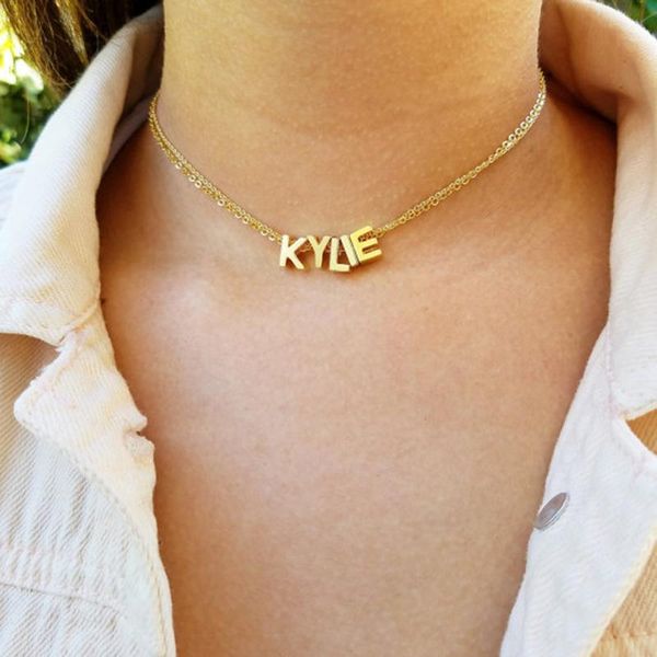 

pendant necklaces fashion letter alphabet necklace initial charms for women mini jewelry lxl362, Silver