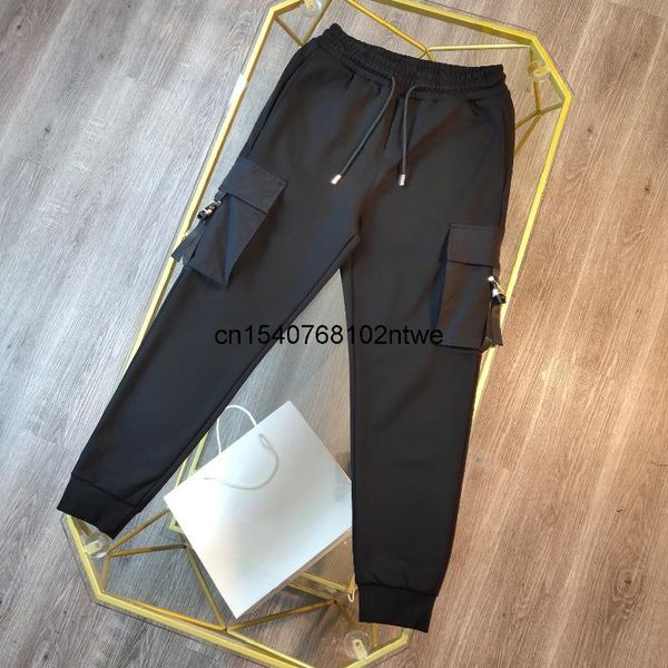 

men's pants 2021 autumn trousers with large side pockets mid-waist and footwear tooling style high-quality, Black
