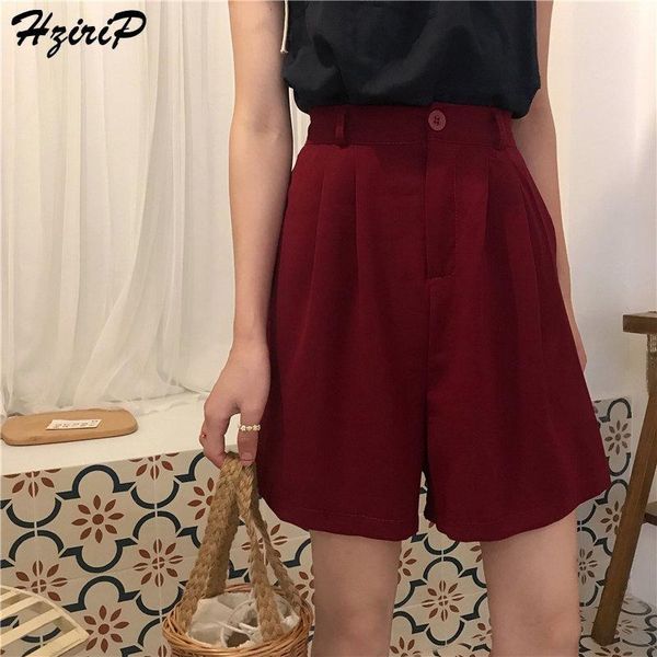 

women's shorts hzirip 2021 korea chic summer female straight short casual women bottoms solid office lady high waist fashion feminino, White;black