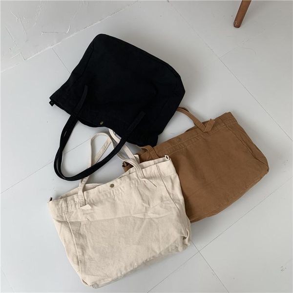 

evening bags canvas shoulder bag solid color large capacity shopping handbag fashion simple trend