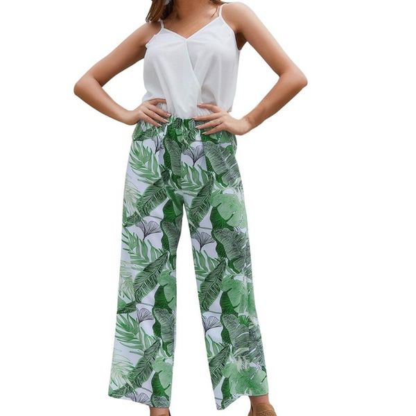 

women's jumpsuits & rompers women fashion suit sleeveless vest camisole pure color blouse printed trousers shein mujer pantalon femme s, Black;white