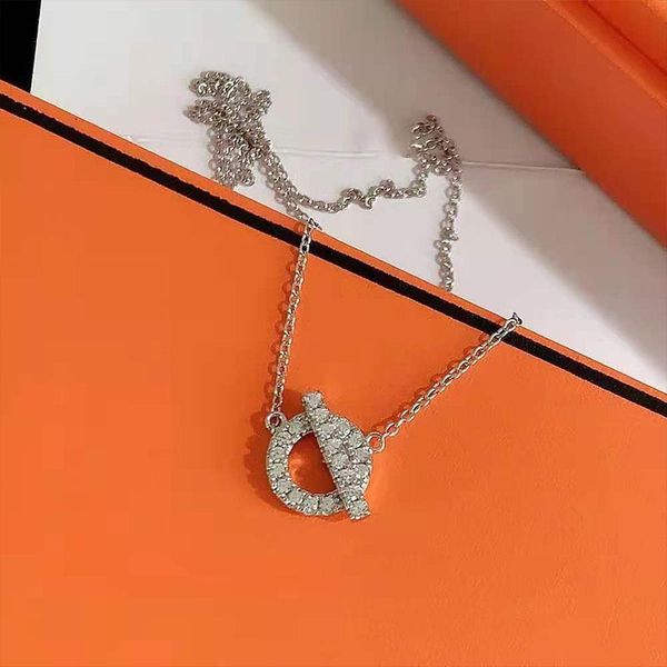 

design jewelry pig necklace female sterling silver simple temperament cold wind small q letter diamond inlaid pendant clavicle chain, Golden;silver