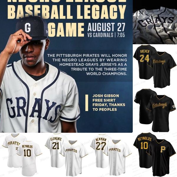 

pirates 2021 homestead grays roberto clemente jersey bryan reynolds chris archer kyle keller henry davis stargell gregory polanco trevor wil, Blue;black