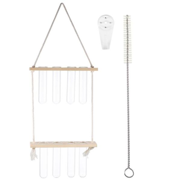 

vases 1 set hydroponics tube wall hanging glass vase double planter container
