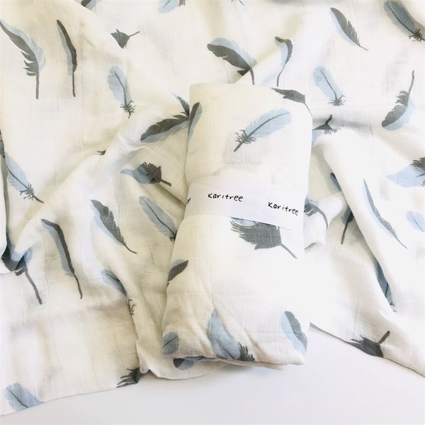 

muslin swaddle infant wrap cartoon printed baby blanket soft breathable 70% bamboo+30% cotton 210309