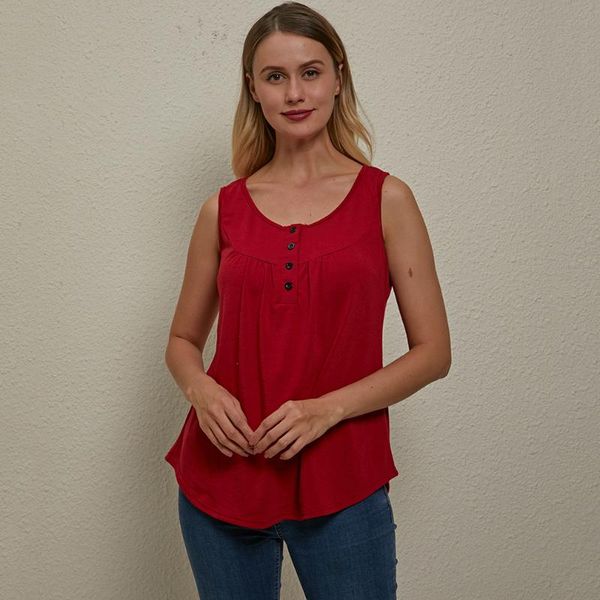 

women's tanks & camis summer tank women sleeveless round neck loose t shirt with buckle ladies vest singlets camisole cotton thin, White