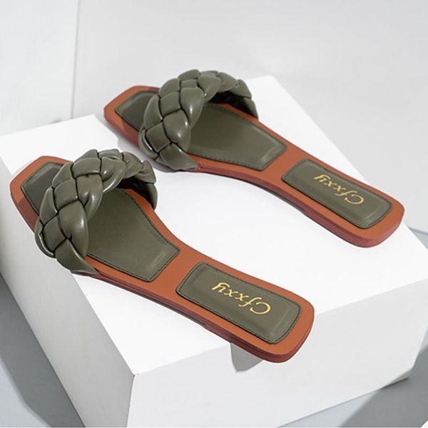 

women weave slippers flat shoes open toes square orange soft foot pad leisure woman shoes large size 37-42 office women slippers, Black