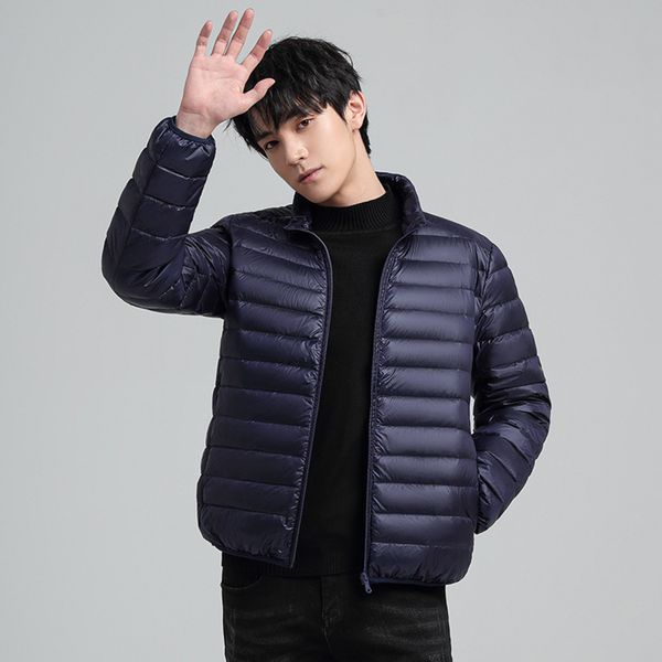 

men's lightweight 2021 autumn new korean version stand collar white duck down et winter coat trend, Black
