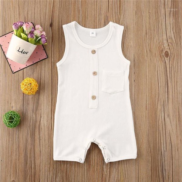 

jumpsuits 0-24m born baby boy girl solid button romper white jumpsuit playsuit one-pieces overalls clothes, Blue