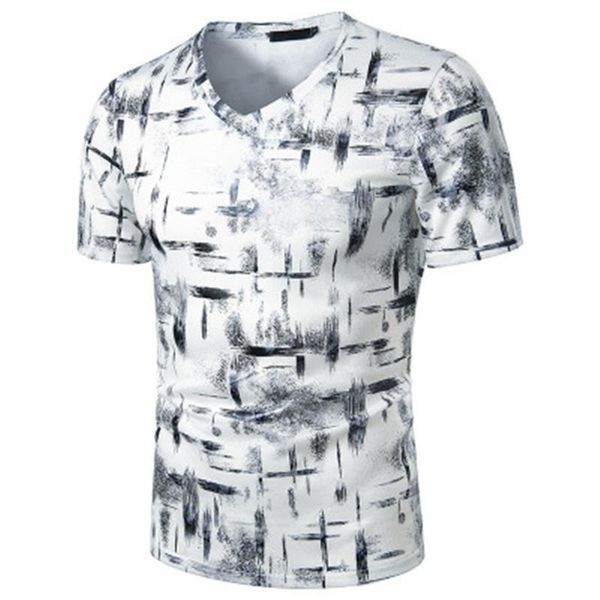 

gradient v-neck mens tshirt new summer short sleeve new fashion slim thin skinny t-shirt male sports bottoming tee clothing, White;black