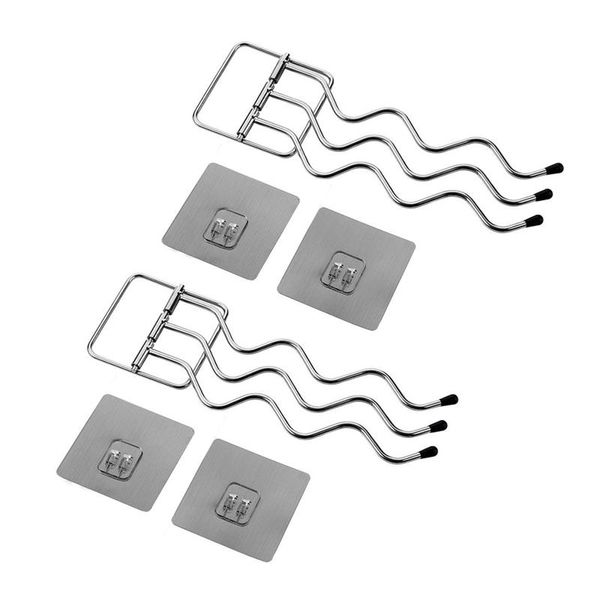 

towel racks 2pcs self sticky stainless steel wall mount storage swivel rack for bathroom kitchen 3-arms no drilling multifunction home
