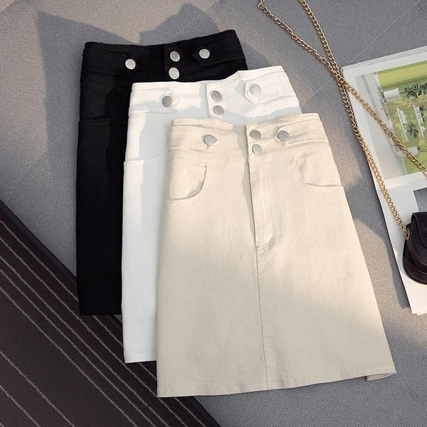 

skirts summer y2k white denim basic casual high waist slim pencil bodycon kawaii vintage black mini jeans women 2021