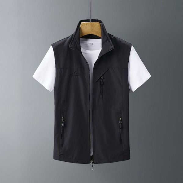 

men's vests 2021 vest outdoor leisure spring and summer pography fishing stand-up collar waistcoat jacket, Black;white