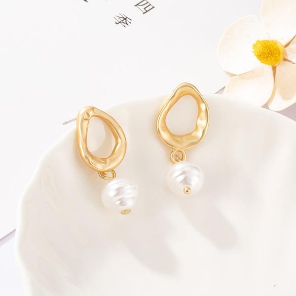 

dangle & chandelier fashion simple pearl women's earrings round drop for women geometric white gold metal earring 2021 trend jewelry, Silver