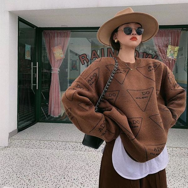 

2021 european winter ladies fashion sets new round collar embroidery long-sleeved letters show thin sweater ke80, White;black