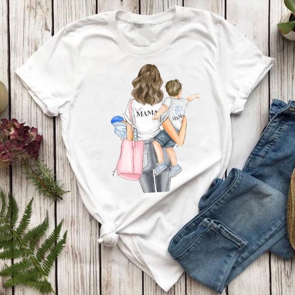 

and women 90s fashion cute men mom mother son sweet mama cartoon ladies print graphic lady female tee, White;black