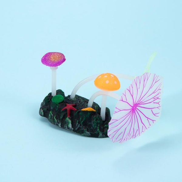 

decorations home decoration artificial coral reef glowing lotus leaf mushroom luminous stones fish tank with sucker